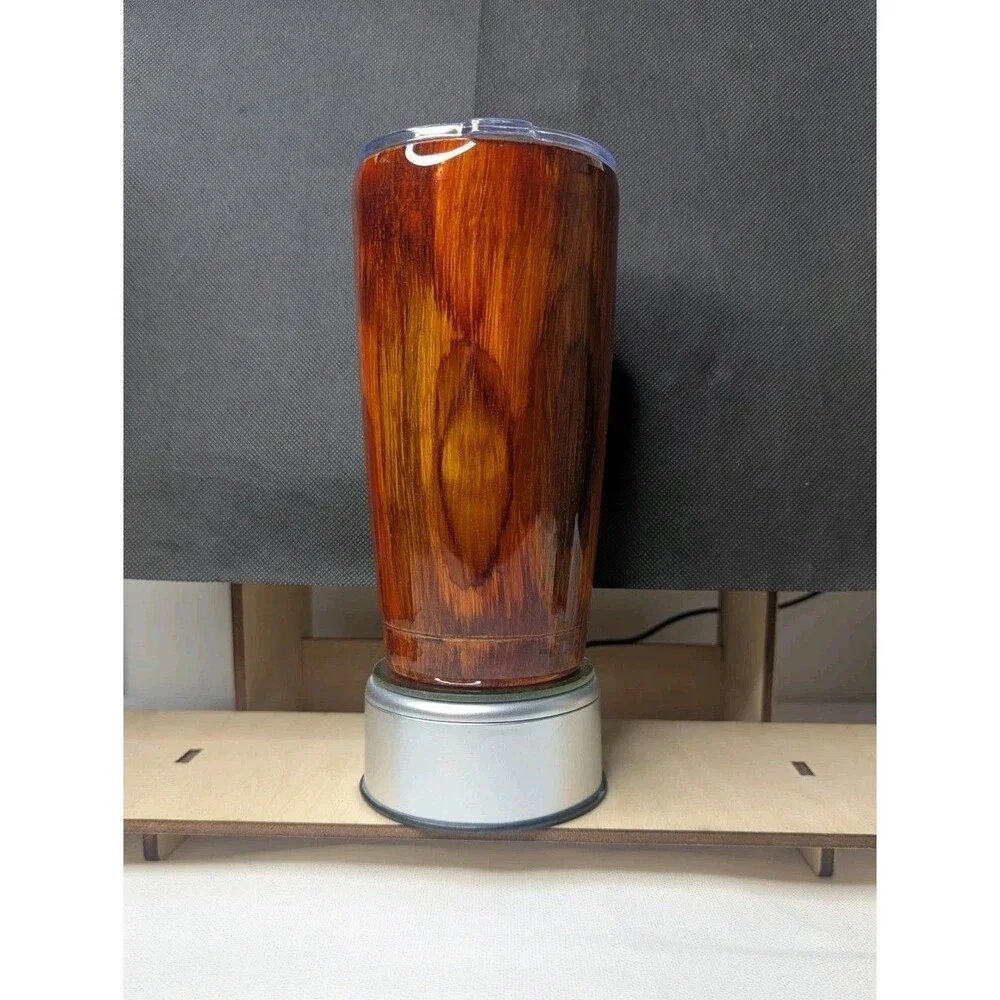 Woodgrain Tumbler - Handmade, Painted, Resin, Brown, Orange, 20 oz
